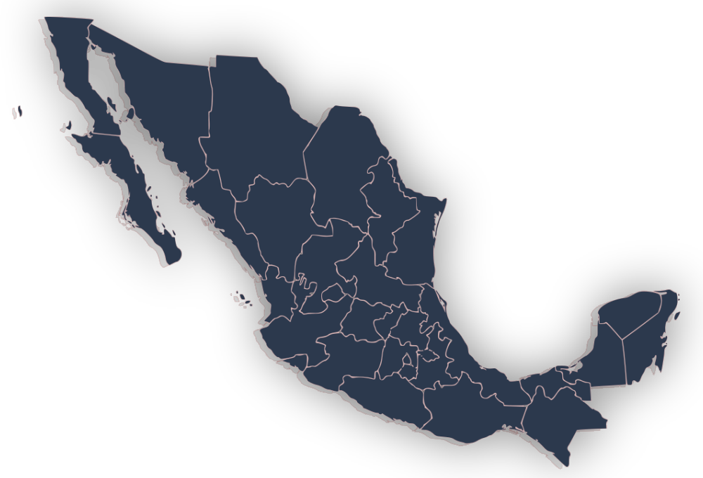 Mapa de México con fondo transparente